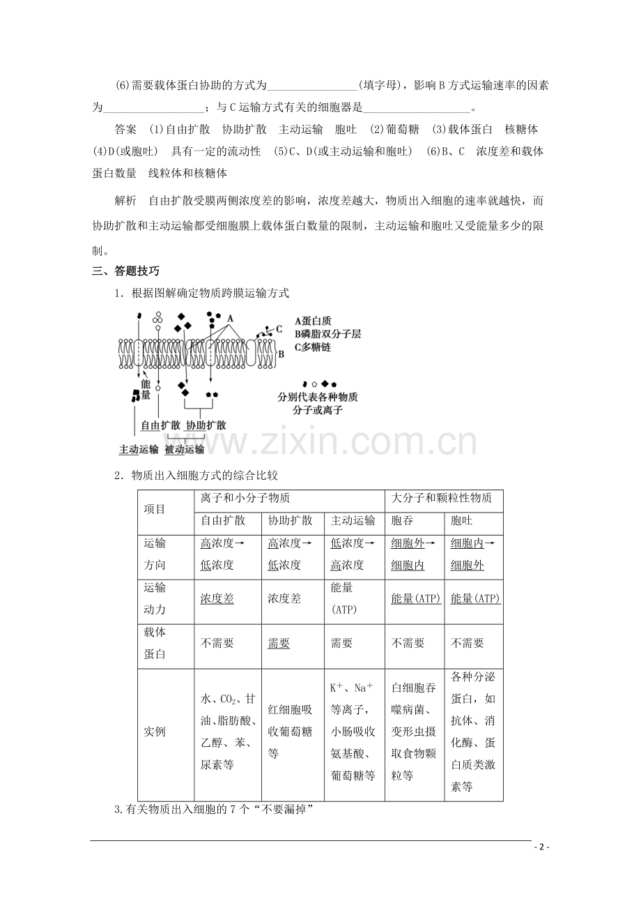 高考生物题型分析物质跨膜运输的方式.doc_第2页