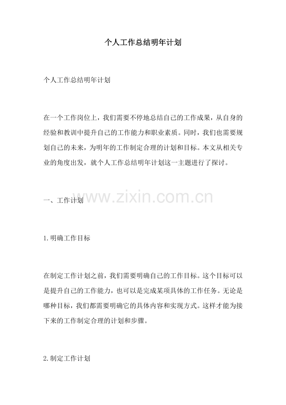 个人工作总结明年计划.docx_第1页