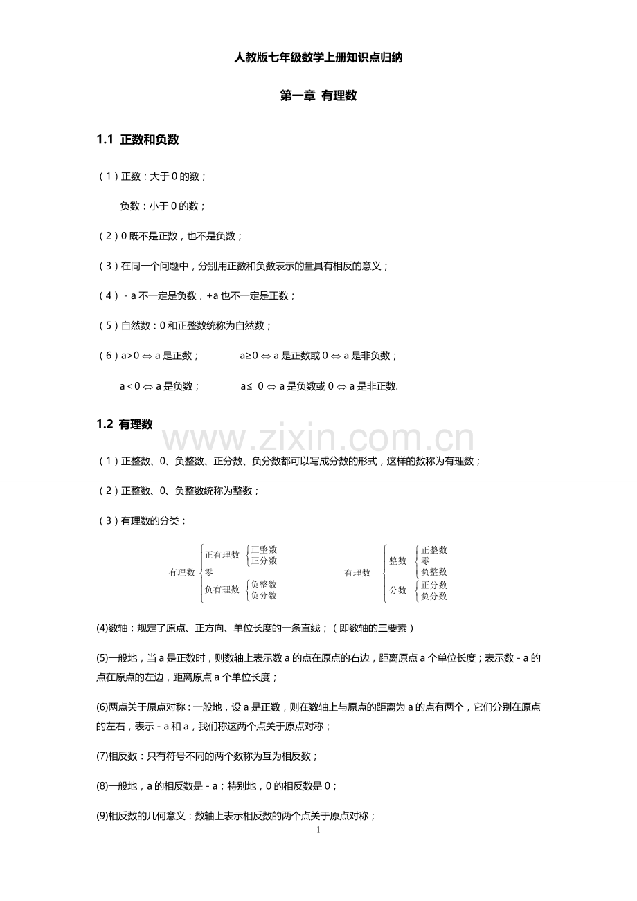 人教版七年级数学上册知识点归纳.doc_第1页