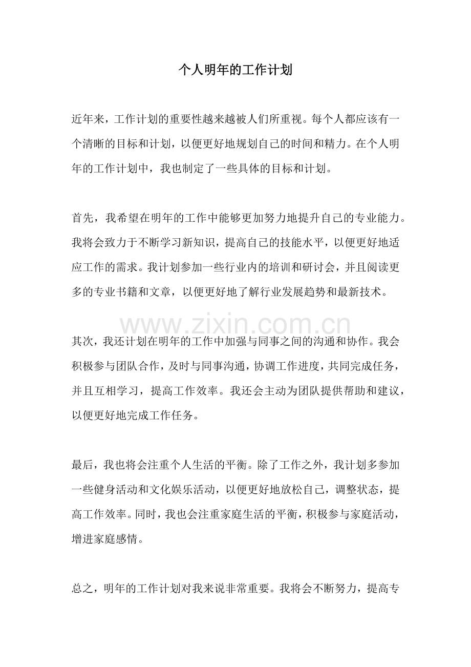 个人明年的工作计划.docx_第1页