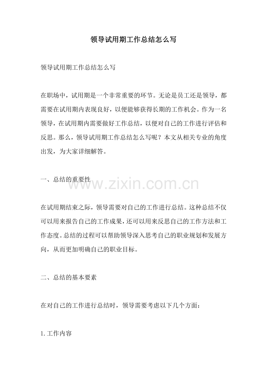 领导试用期工作总结怎么写.pdf_第1页