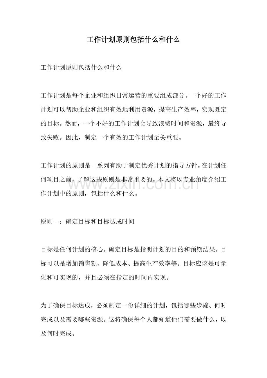 工作计划原则包括什么和什么.docx_第1页