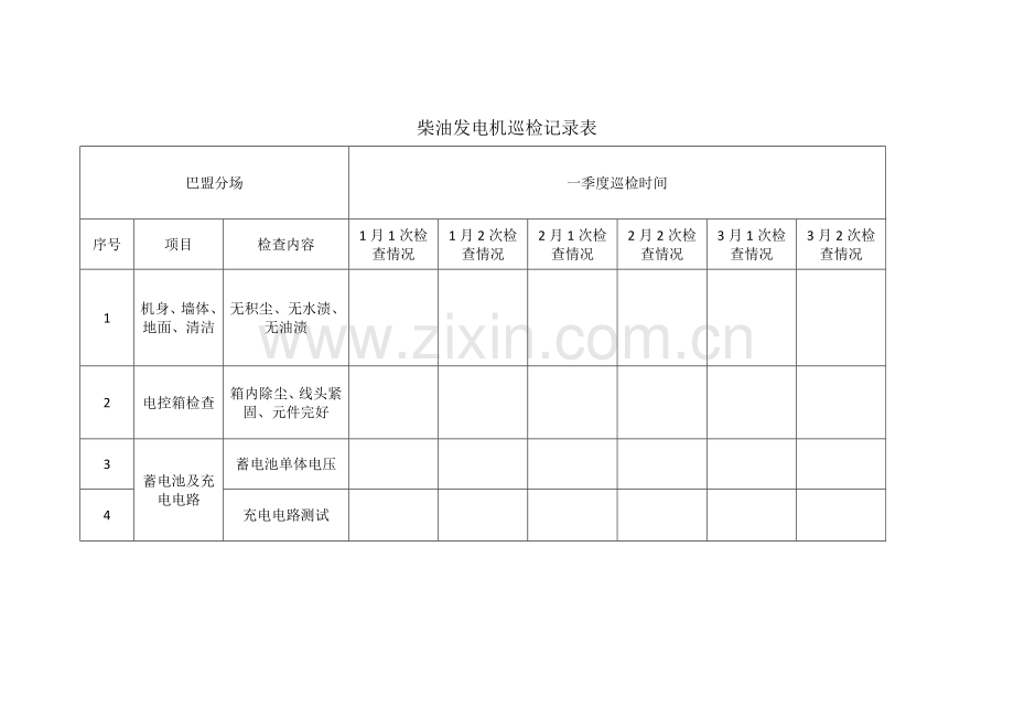柴油发电机巡检记录表.doc_第1页
