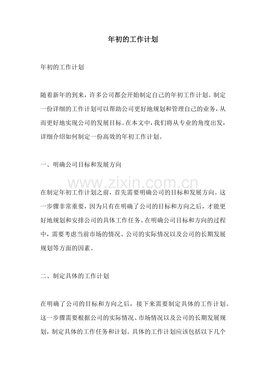 年初的工作计划 (2).docx_第1页