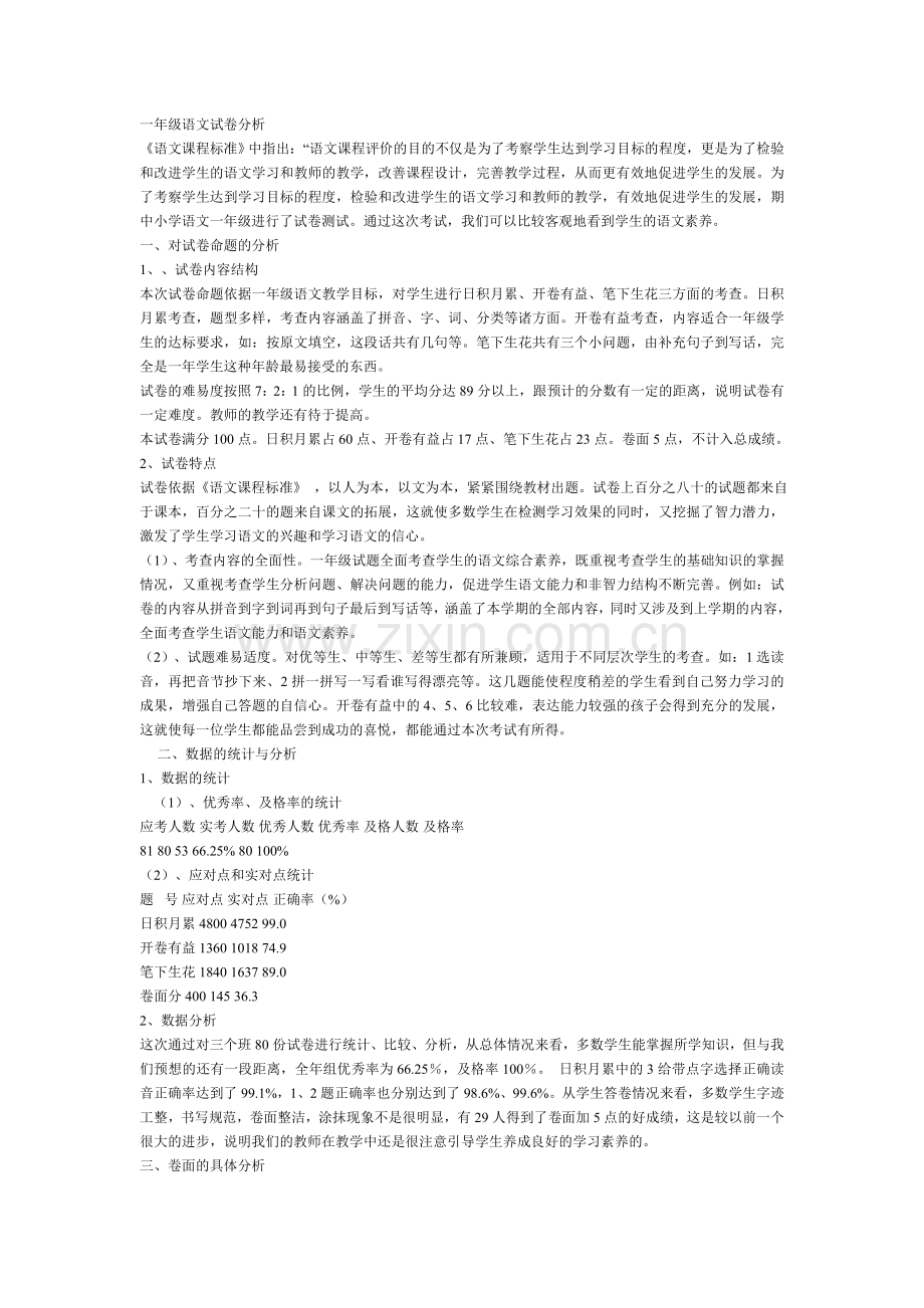 一年级语文试卷分析.doc_第1页