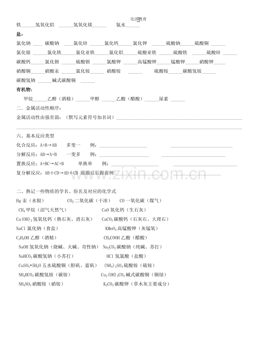 初中化学必背知识化学方程式填空(全).doc_第2页