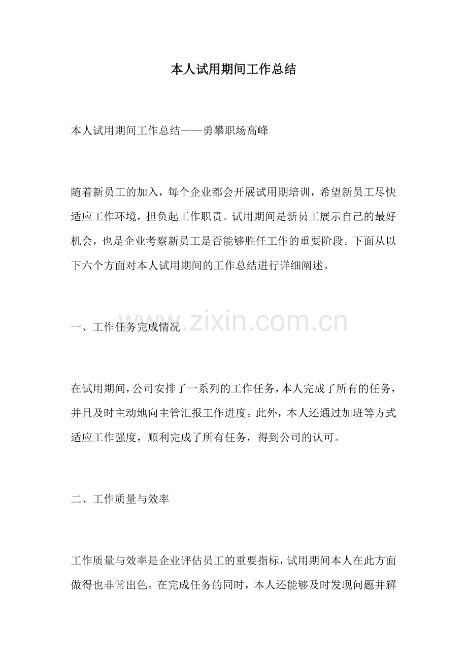 本人试用期间工作总结.docx_第1页