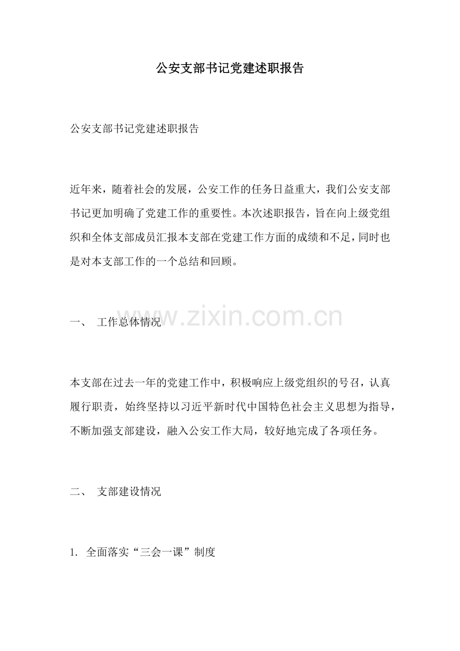 公安支部书记党建述职报告.docx_第1页