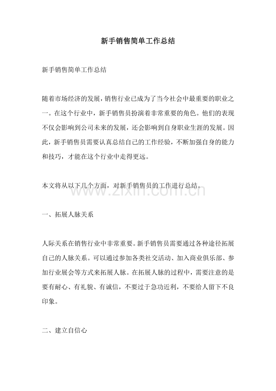 新手销售简单工作总结.pdf_第1页