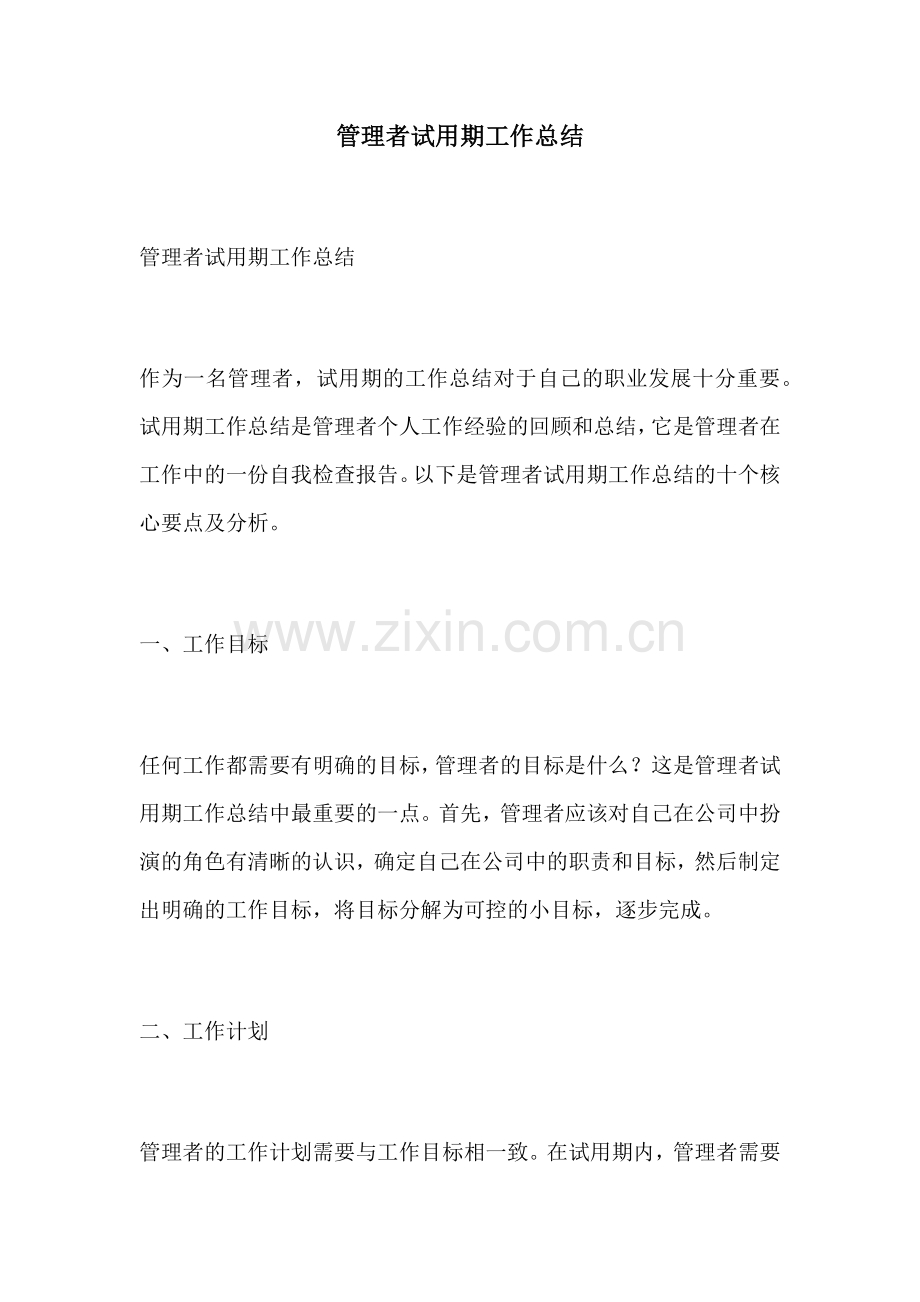 管理者试用期工作总结.docx_第1页