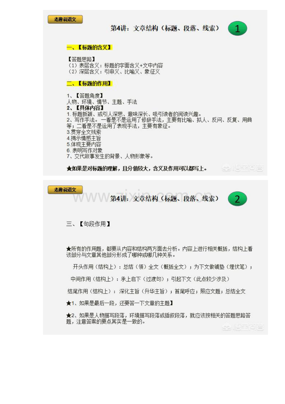 在阅读理解中-文章的结构(标题、段落、线索)有哪些知识点？.pdf_第2页