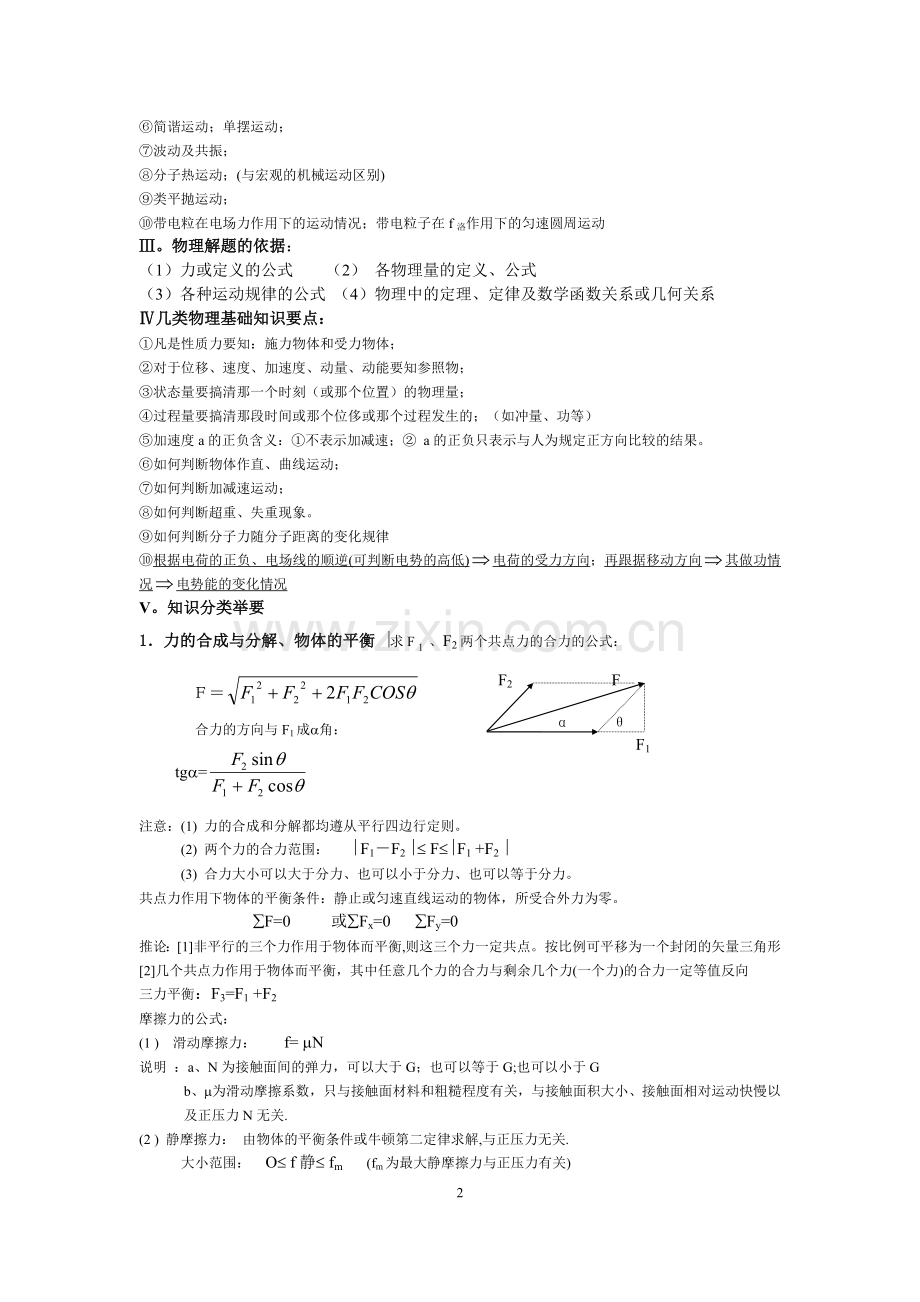 高中物理运动学和力学知识点.doc_第2页