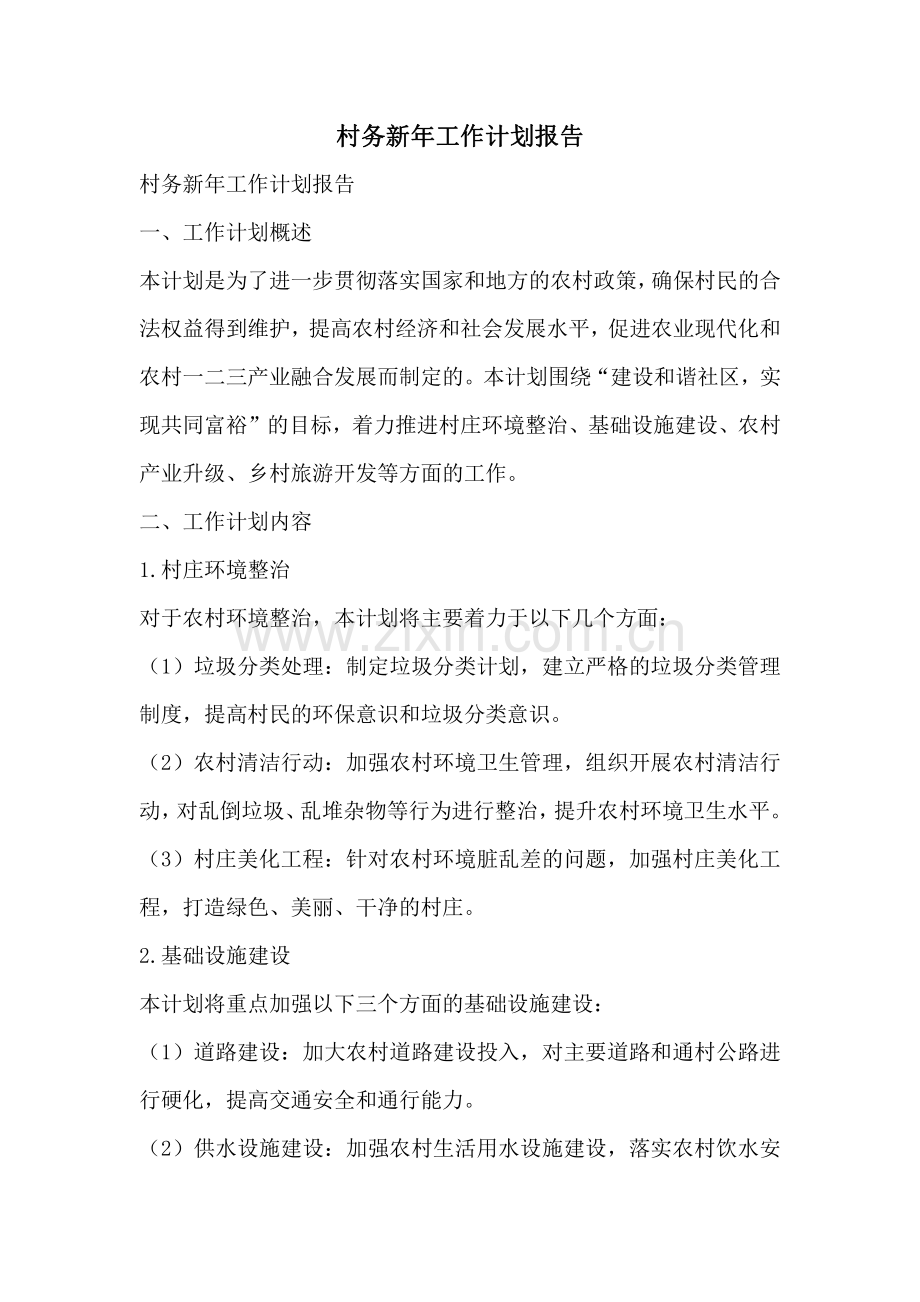 村务新年工作计划报告.pdf_第1页
