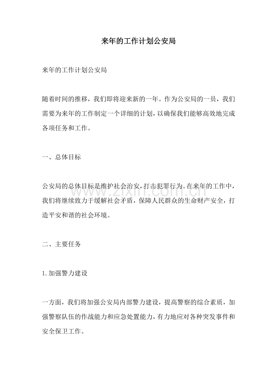 来年的工作计划公安局 (2).docx_第1页