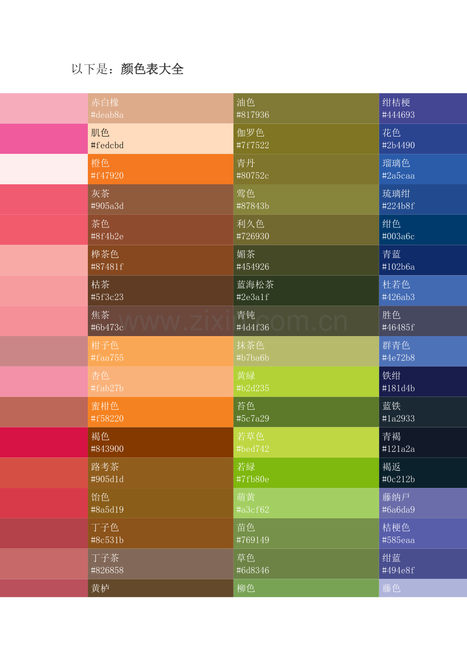 颜色表大全.doc_第1页