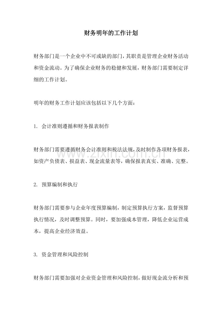 财务明年的工作计划.docx_第1页