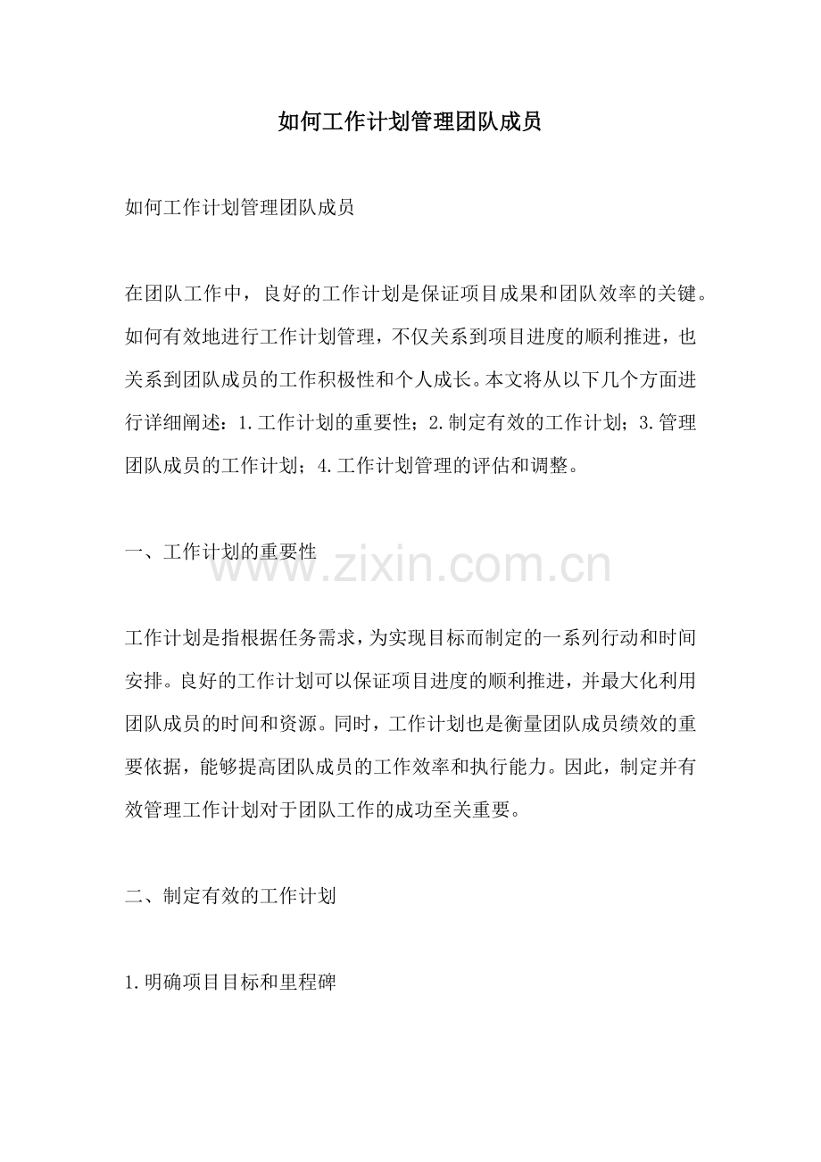 如何工作计划管理团队成员.docx_第1页