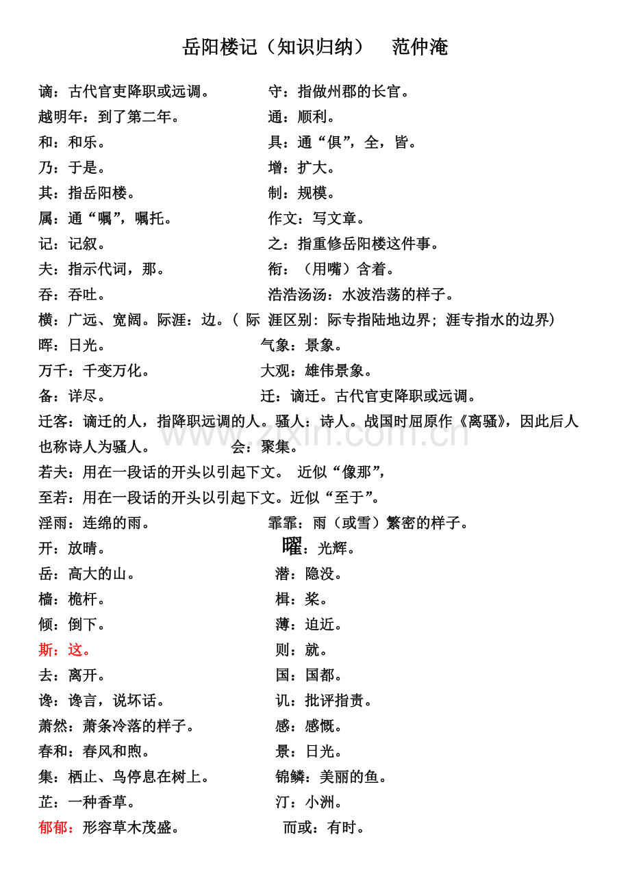 27岳阳楼记字词解释归纳.pdf_第1页