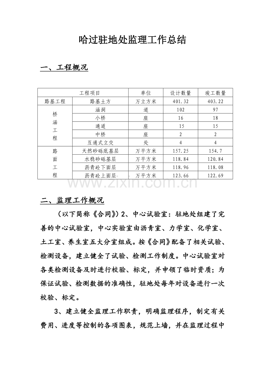 交工验收监理工作总结.docx_第1页