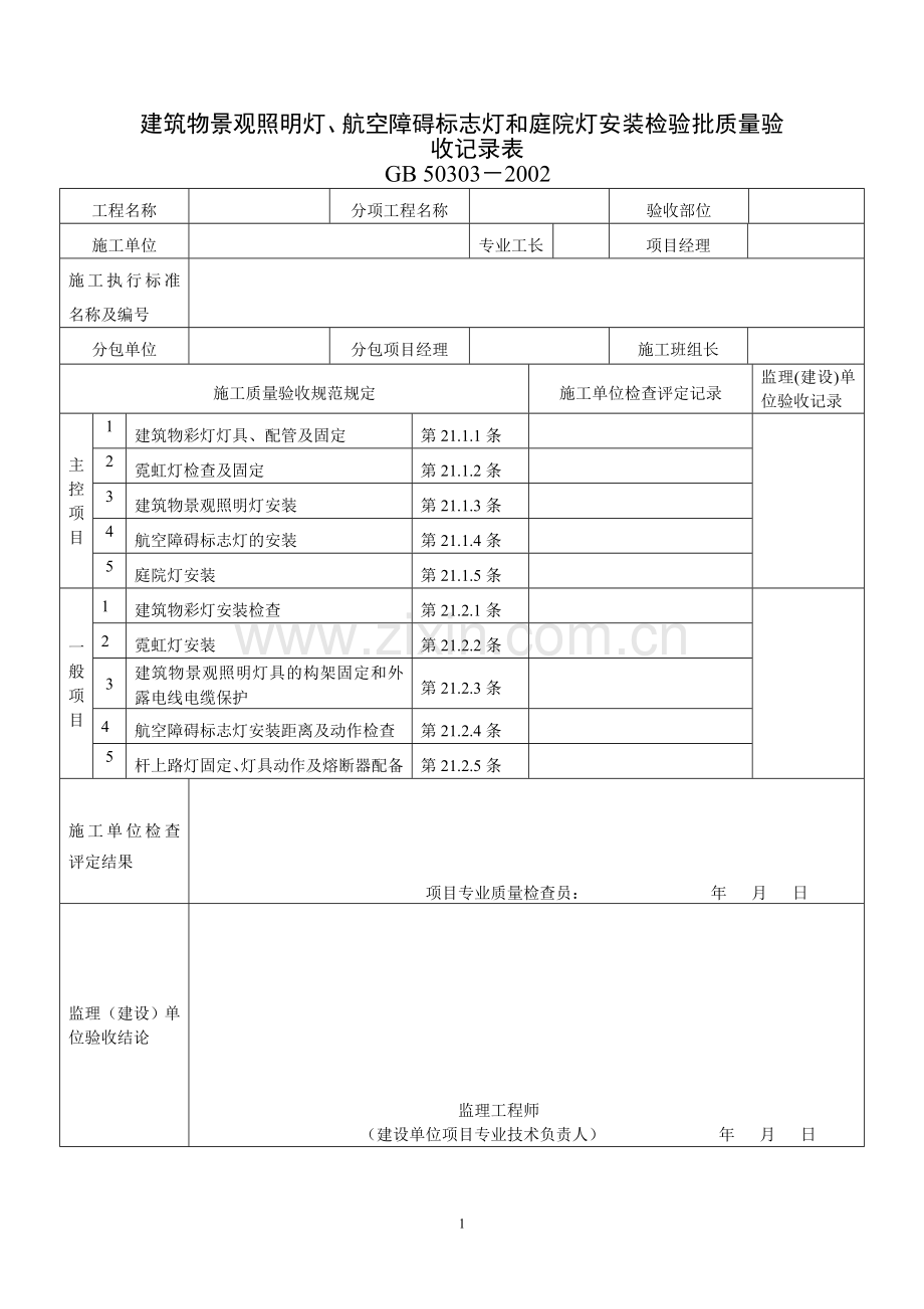建筑电气工程检验批质量检验记录表.doc_第1页