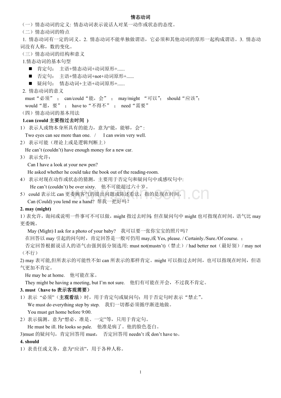 初中英语情态动词讲解.doc_第1页