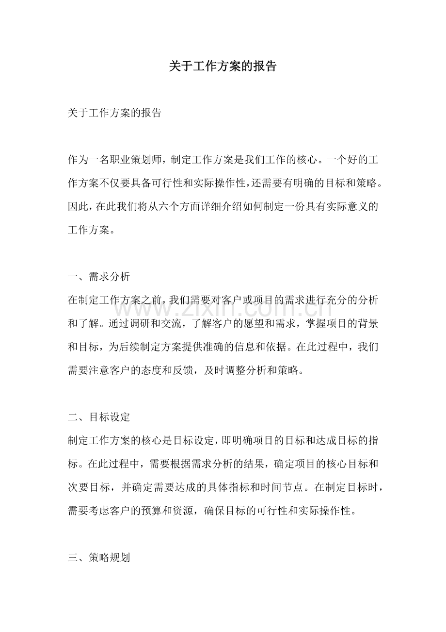 关于工作方案的报告.docx_第1页