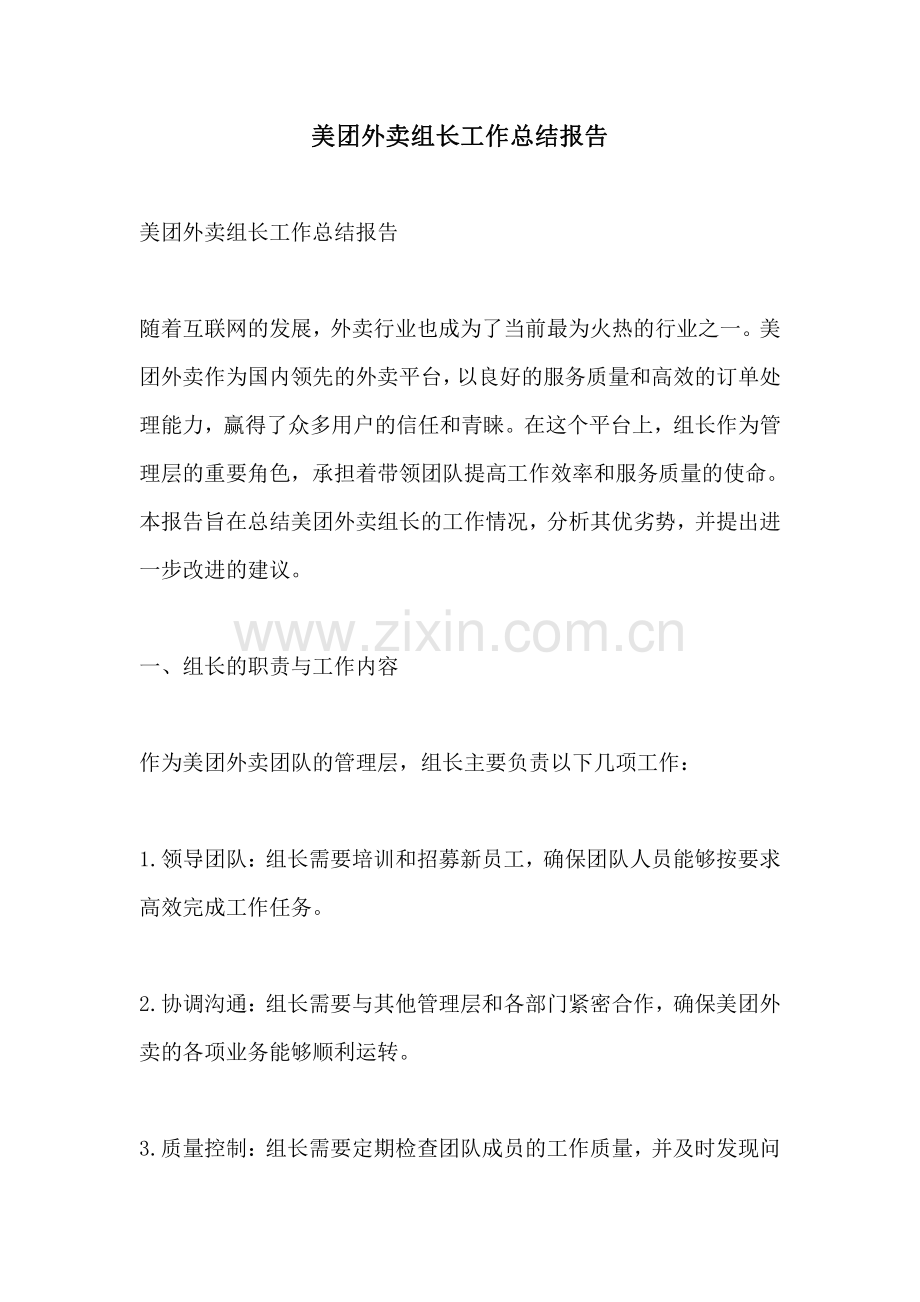 美团外卖组长工作总结报告.pdf_第1页