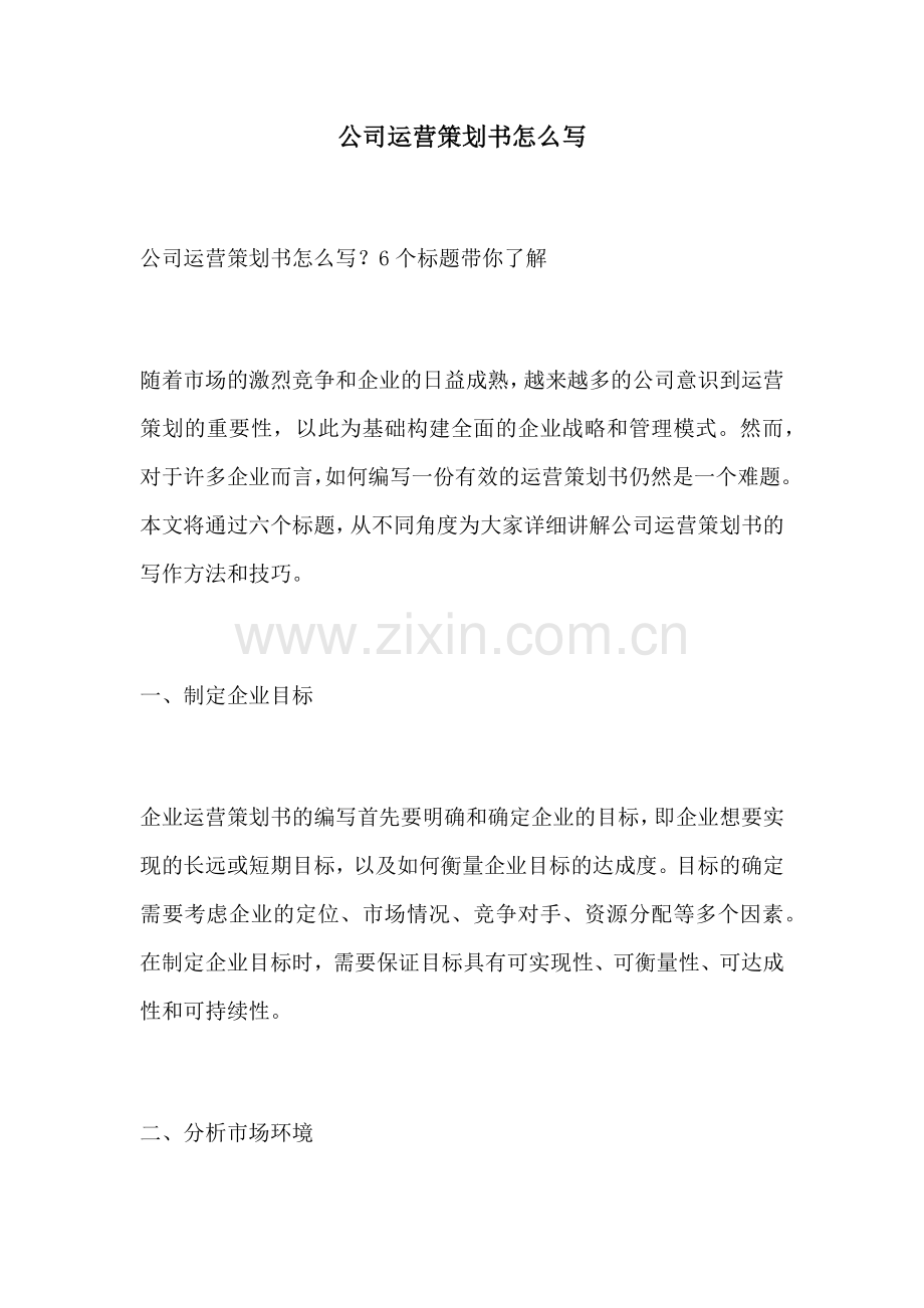 公司运营策划书怎么写.docx_第1页