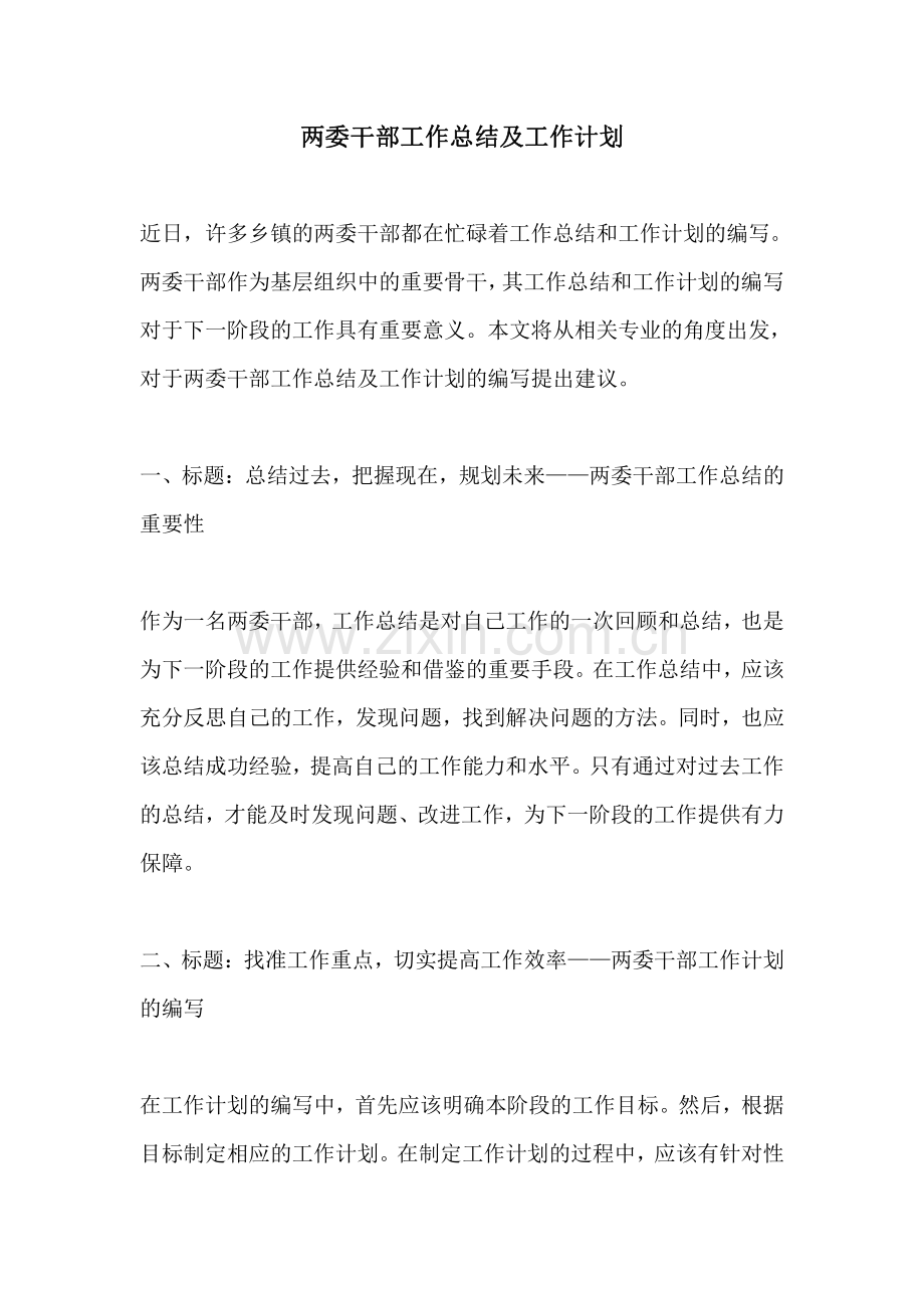 两委干部工作总结及工作计划.pdf_第1页