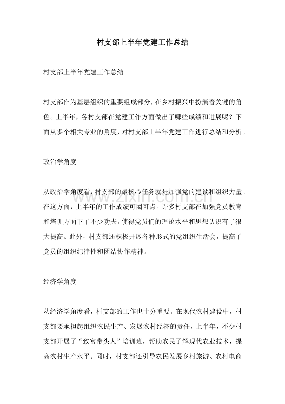 村支部上半年党建工作总结.pdf_第1页