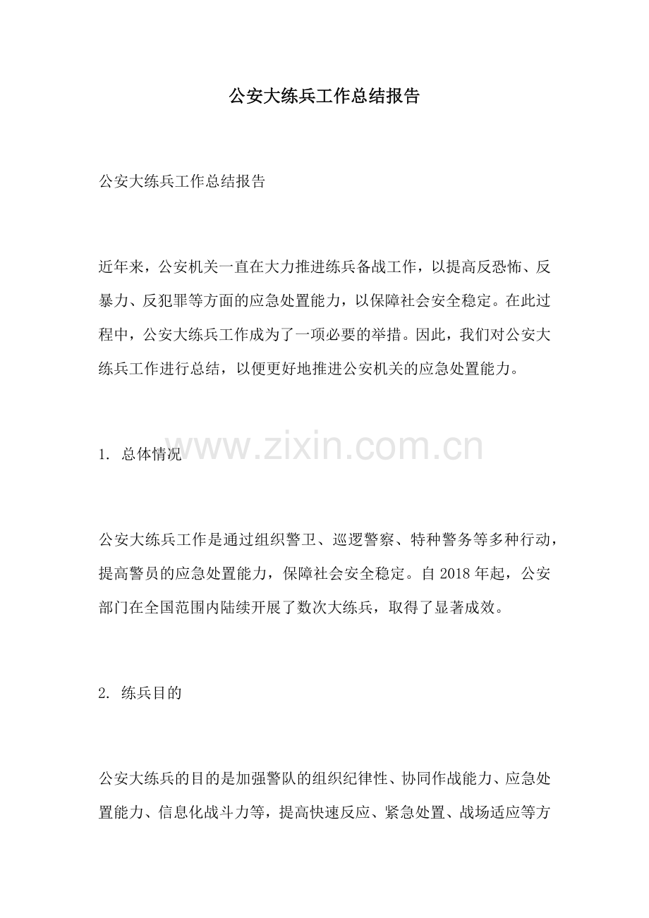 公安大练兵工作总结报告.docx_第1页