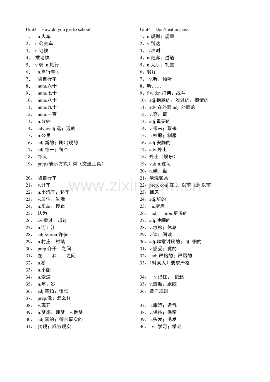 七年级下册英语全册单词考试卷人教版.doc_第2页