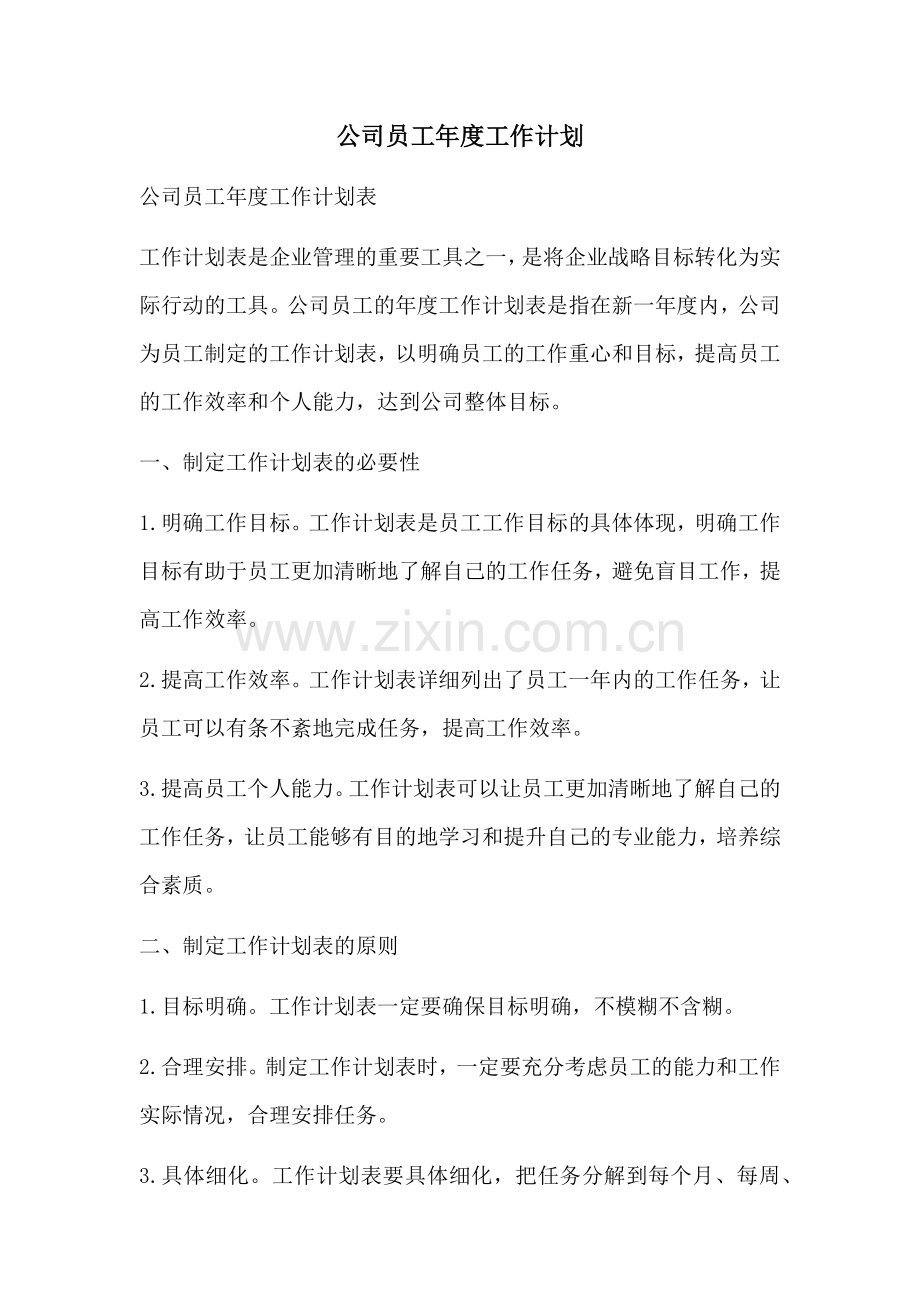 公司员工年度工作计划 (2).docx_第1页