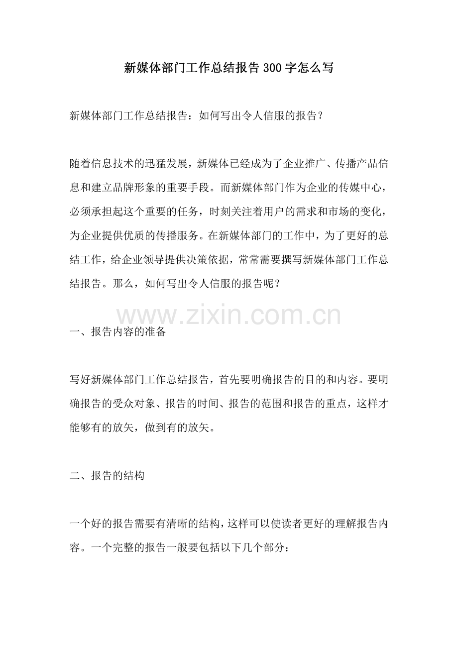 新媒体部门工作总结报告300字怎么写.pdf_第1页