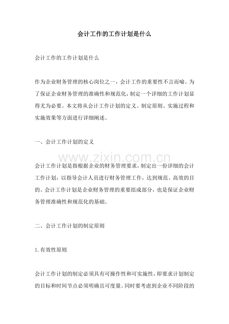 会计工作的工作计划是什么.docx_第1页