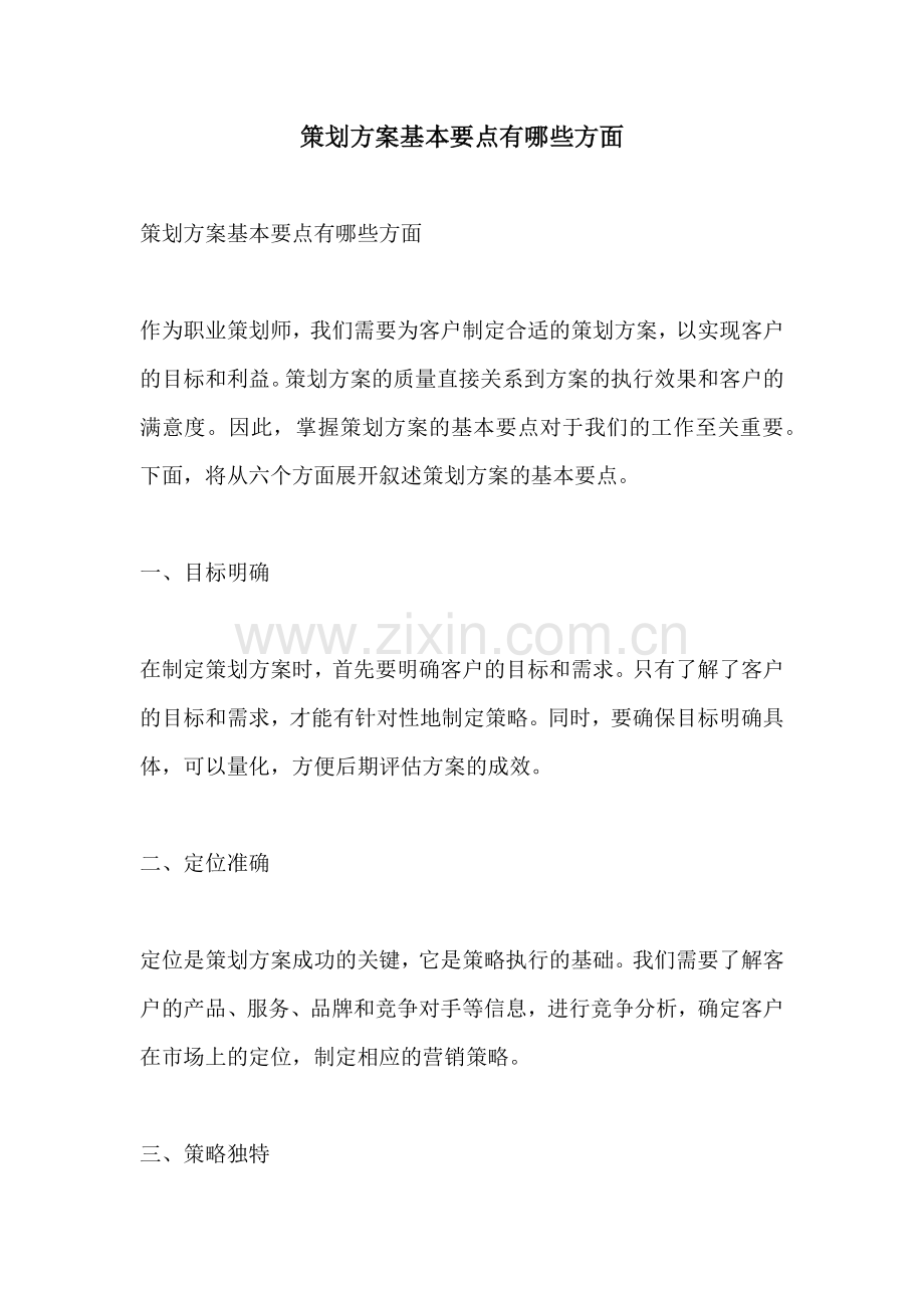 策划方案基本要点有哪些方面.docx_第1页