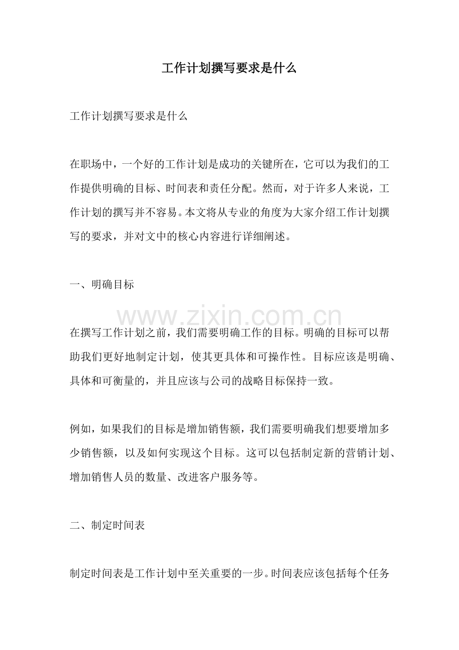 工作计划撰写要求是什么.docx_第1页