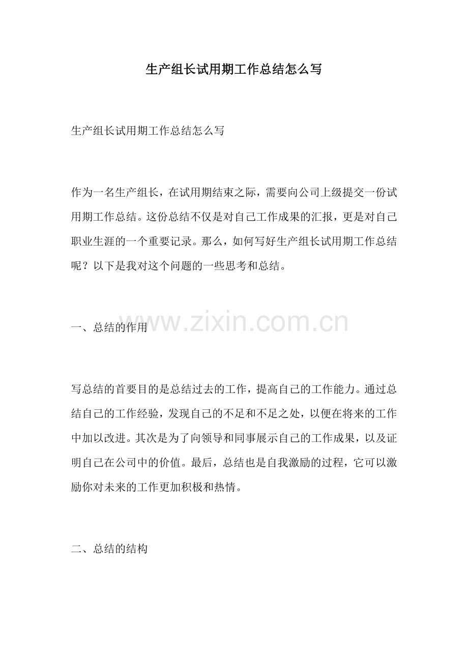 生产组长试用期工作总结怎么写.docx_第1页