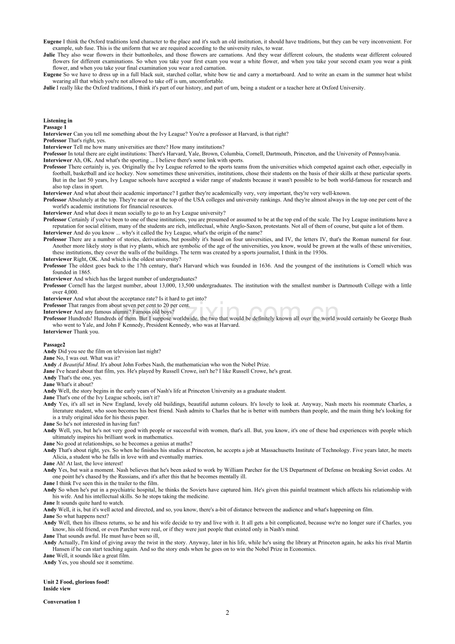 新标准大学英语视听说教程第一册视频及听力原文.doc_第2页