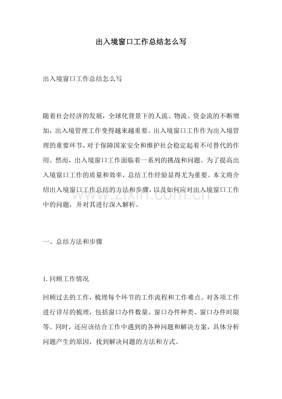出入境窗口工作总结怎么写.docx_第1页