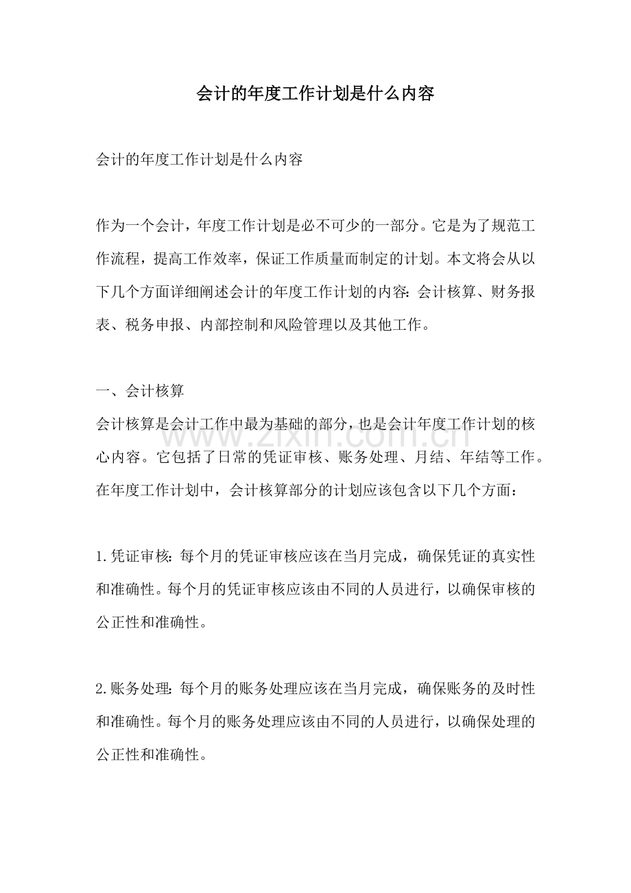 会计的年度工作计划是什么内容.docx_第1页
