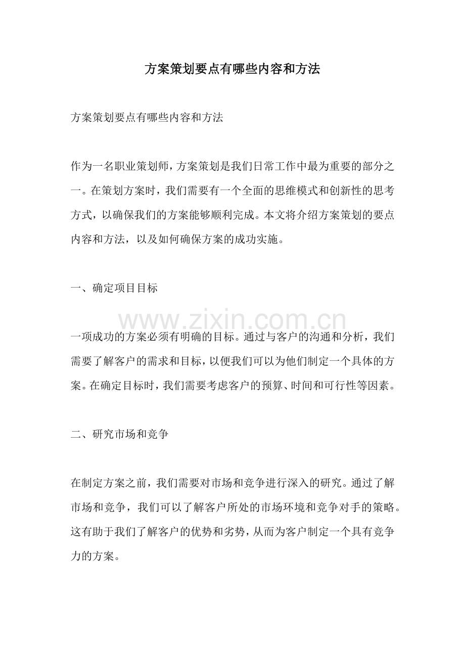 方案策划要点有哪些内容和方法.docx_第1页