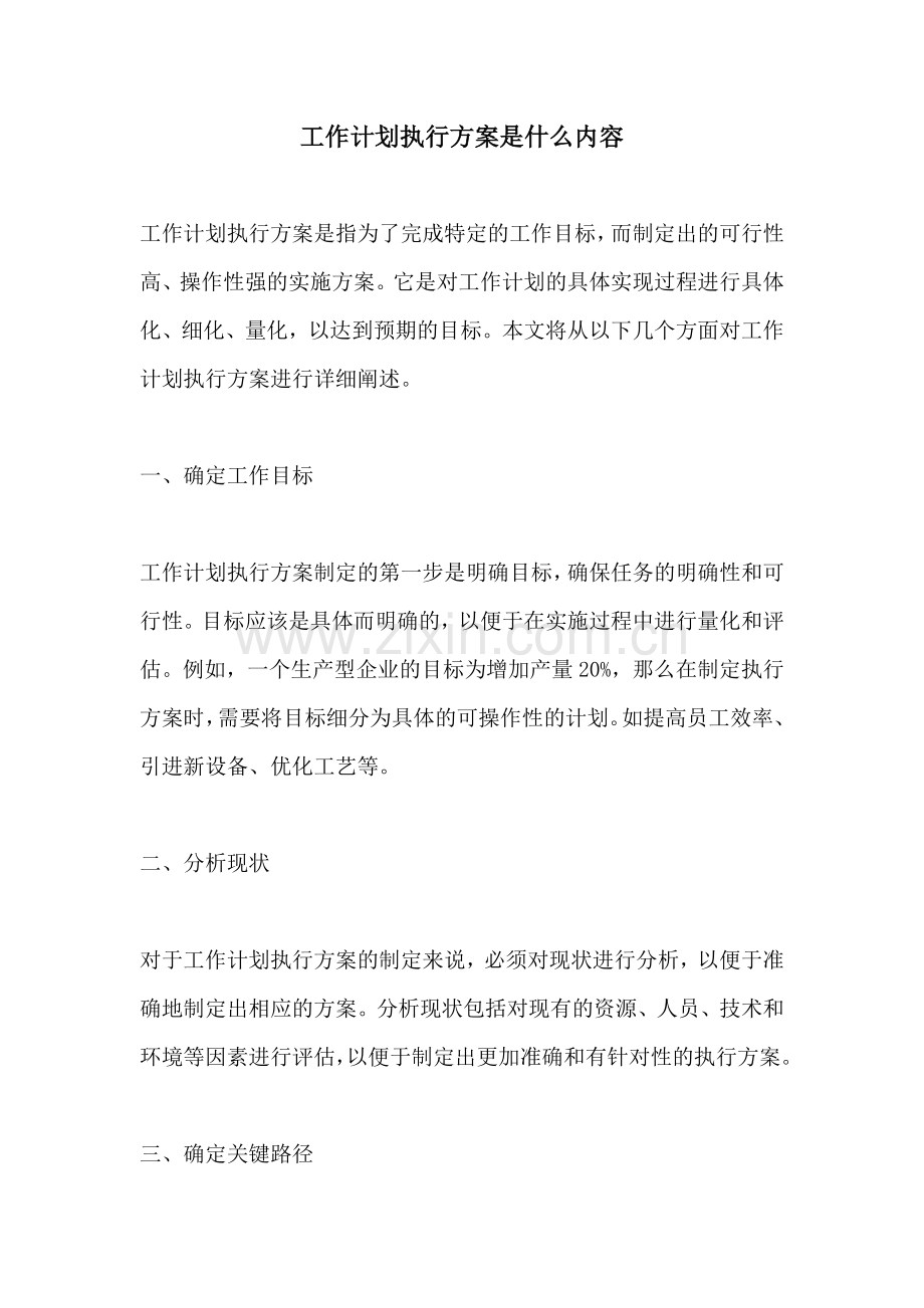 工作计划执行方案是什么内容.docx_第1页