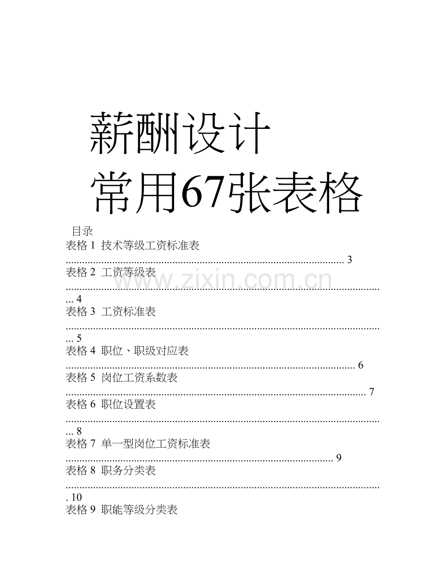 经典必备薪酬设计常用表格1.doc_第1页