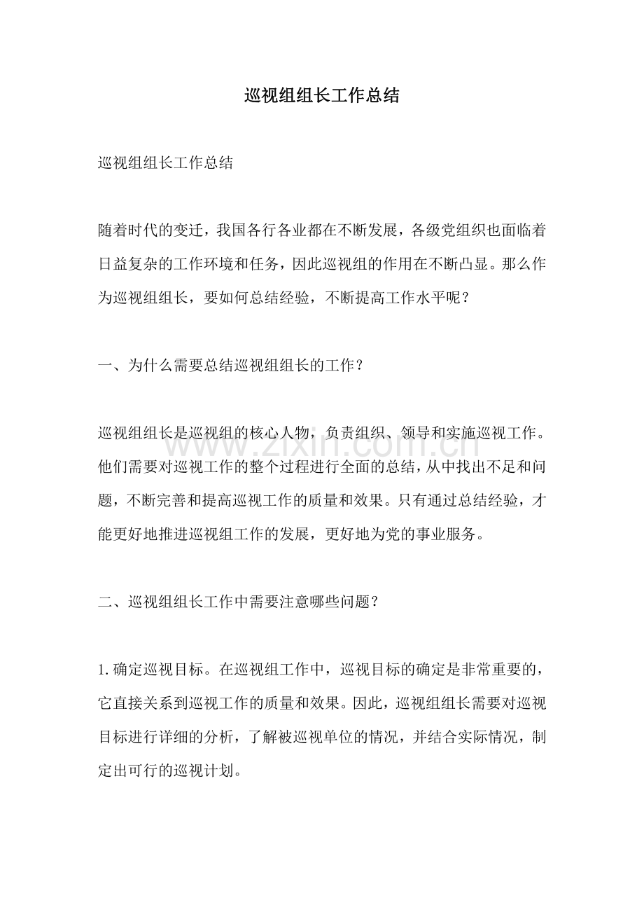 巡视组组长工作总结.pdf_第1页