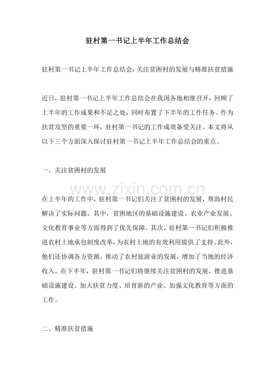 驻村第一书记上半年工作总结会.pdf_第1页