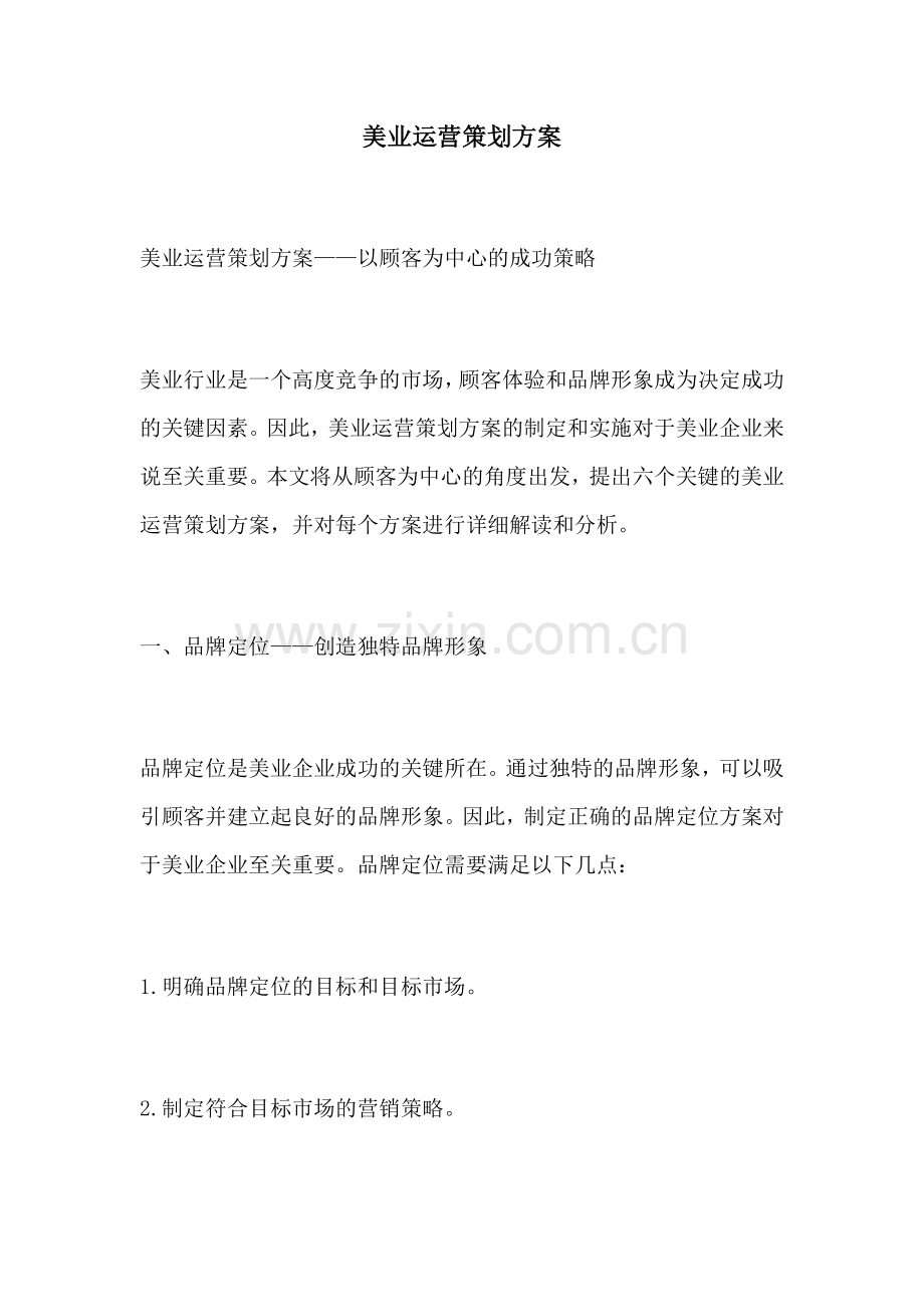 美业运营策划方案.docx_第1页