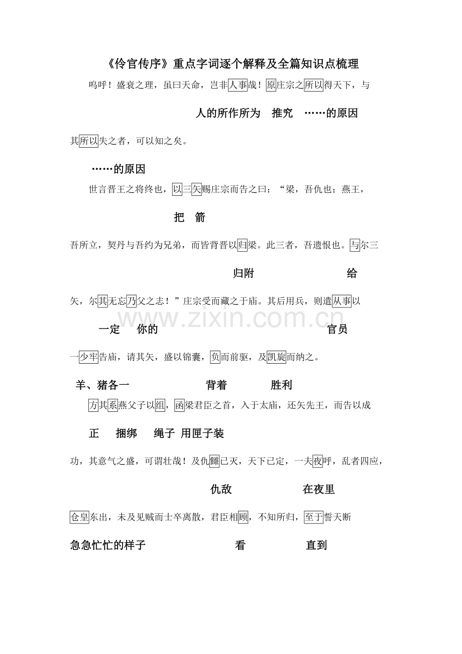 8《伶官传序》重点字词逐个解释及全篇知识点梳理.pdf_第1页