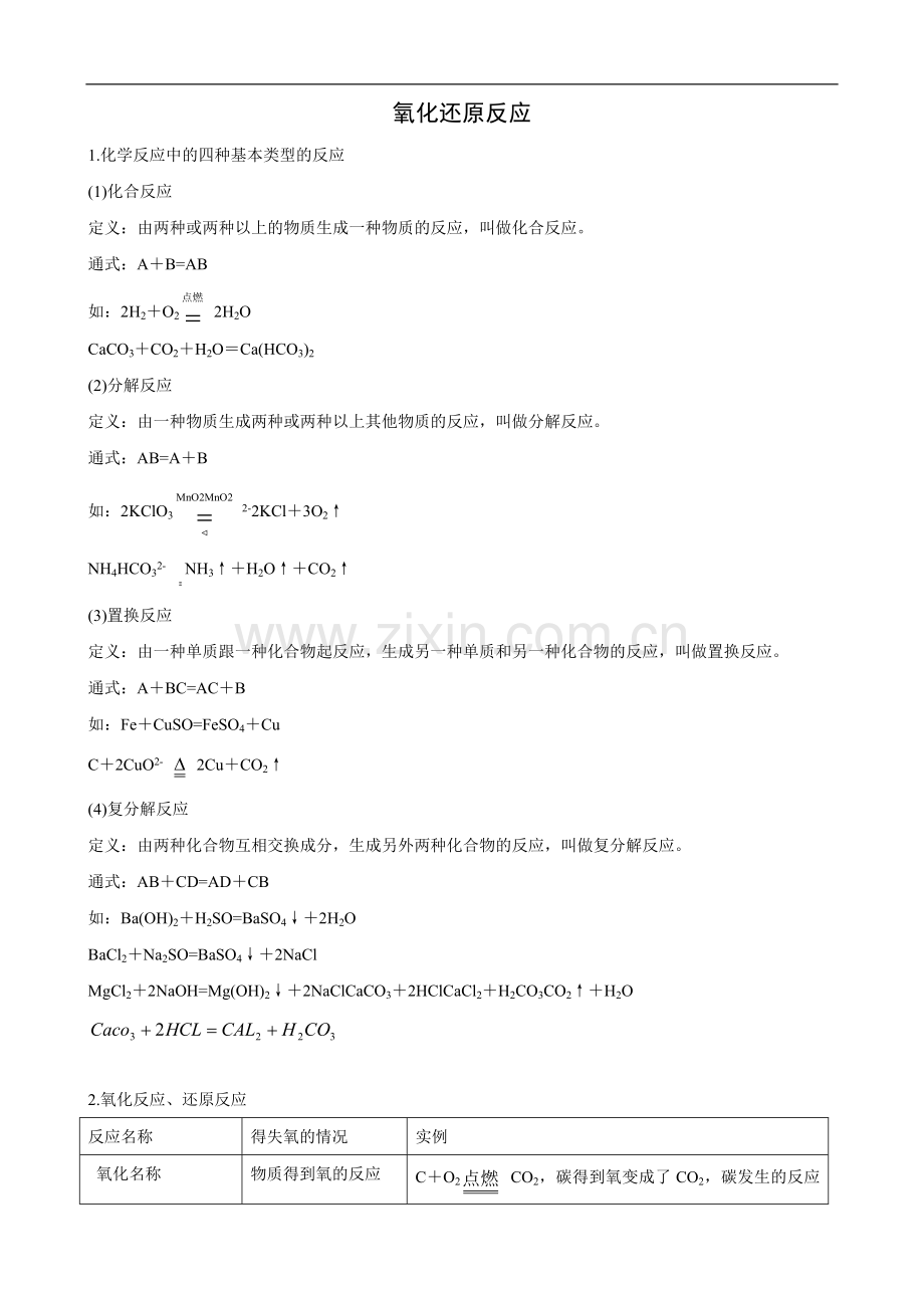 高一化学人教版必修1知识点解读：氧化还原反应.doc_第1页