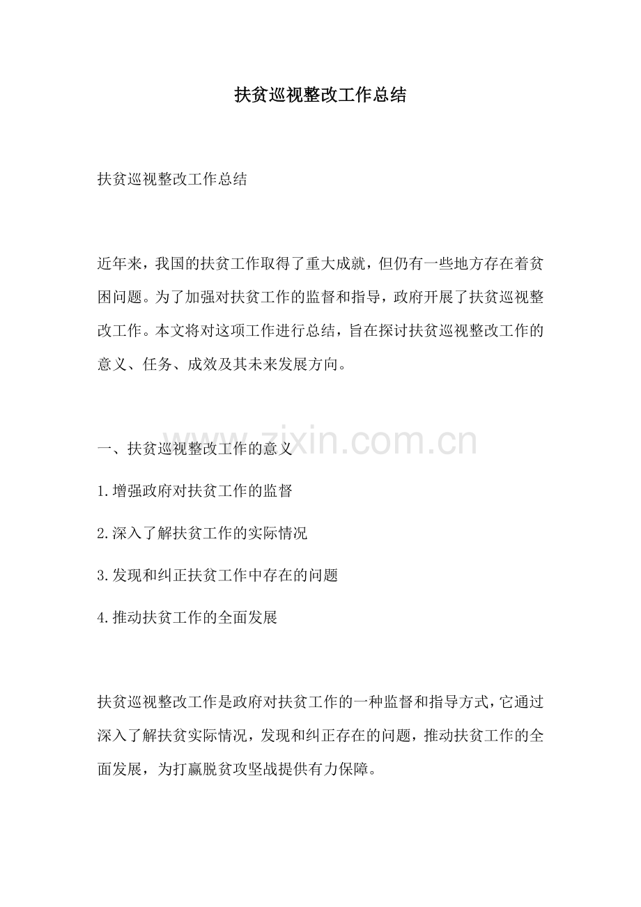 扶贫巡视整改工作总结.docx_第1页
